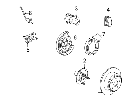 2006 Lincoln Navigator Parking Brake Brake Shoes Diagram for 6L1Z-2A753-A