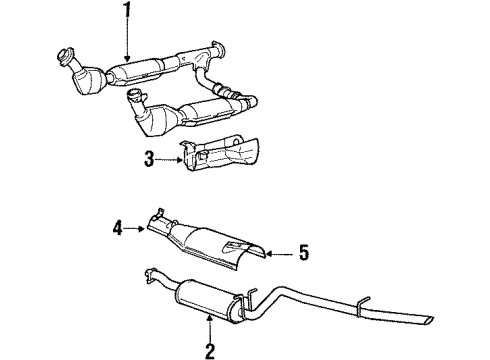 2001 Lincoln Navigator Exhaust Components Muffler W/Tailpipe Diagram for 1L7Z-5230-AA