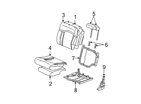 2003 Cadillac Escalade Rear Seat Components Pad Asm, Rear Seat #2 Back Cushion Diagram for 12478380