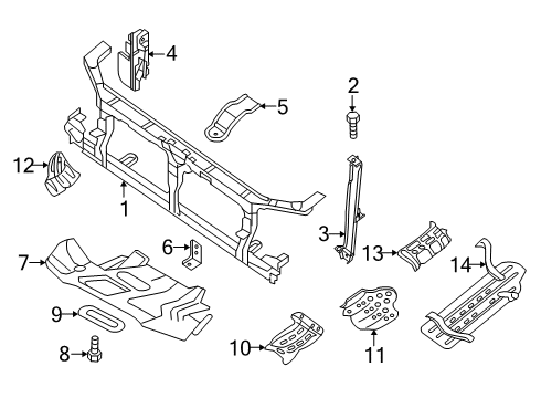 2013 Nissan Frontier Radiator Support, Splash Shields Bracket-Air Duct Diagram for 62292-EA500