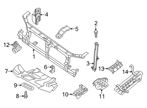 2013 Nissan Frontier Radiator Support, Splash Shields Cover-Center Under Diagram for 50814-EA000