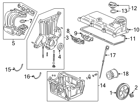 2004 Honda Insight Filters Bolt-Washer (14X31) Diagram for 90017-PHM-003