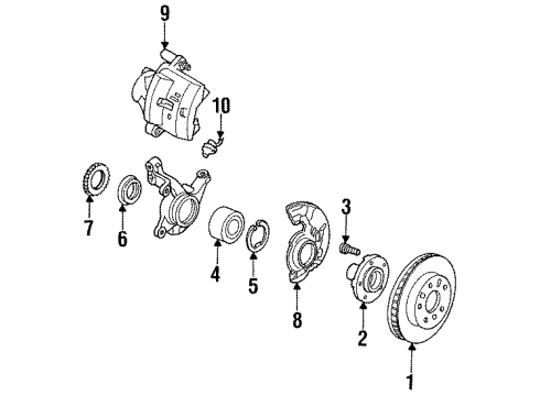 1995 Ford Probe Front Brakes Splash Shield Diagram for F32Z2K004A