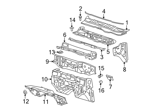 2009 Dodge Ram 3500 Cab Cowl Pad-Dash Panel Diagram for 68204729AC
