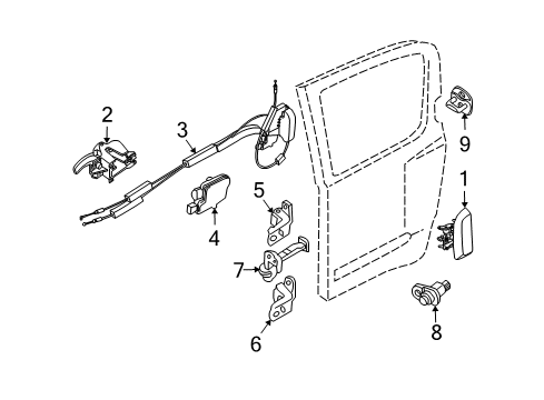 2009 Nissan Xterra Rear Door - Lock & Hardware Rear Door Outside Handle Assembly Left Diagram for 82607-ZL00E