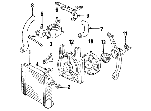 1988 Pontiac Sunbird Radiator & Components Radiator Coolant Outlet Pipe Assembly Diagram for 10083146