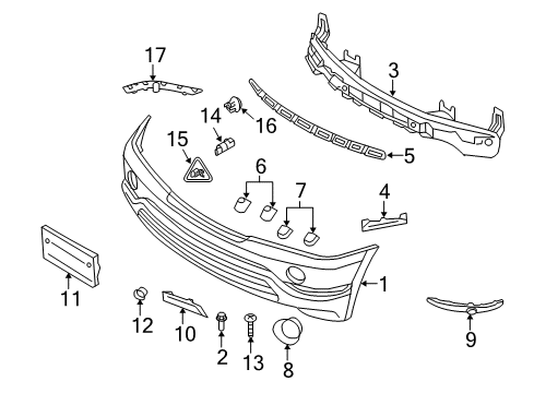 2001 BMW X5 Front Bumper Cover, Fog Lamp, Primed Left Diagram for 51118267303