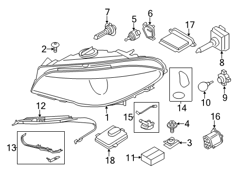2013 BMW M5 Headlamps Right Headlight Diagram for 63117343906
