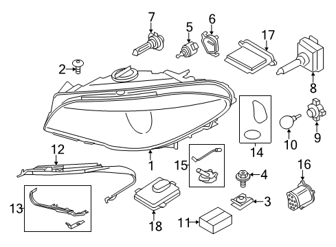 2011 BMW 550i xDrive Headlamps Headlight Vertical Aim Control Diagram for 63117207574