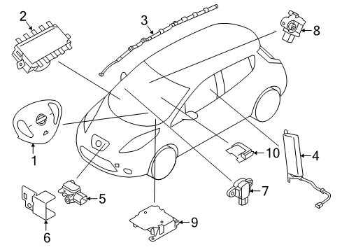 2015 Nissan Leaf Air Bag Components Clock Spring Steering Air Bag Wire Diagram for 25554-3JA1B