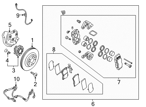 2014 Hyundai Equus Anti-Lock Brakes Front Brake Assembly, Right Diagram for 581303T800