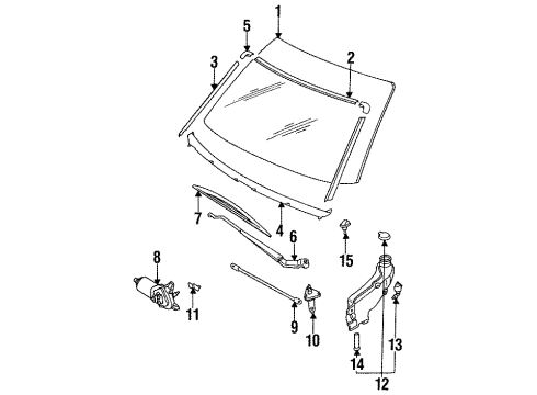 1991 Infiniti M30 Windshield Glass, Wiper & Washer Components, Reveal Moldings Cap-Windshield Washer Tank Diagram for 28913-41L00