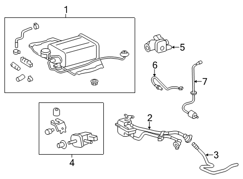 2015 Lexus LS460 Emission Components Charcoal Canister Assembly Diagram for 77740-50133