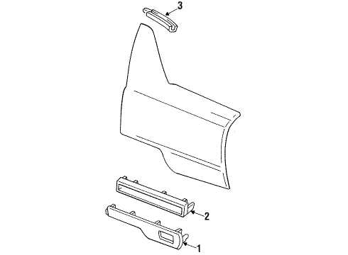 1994 Cadillac DeVille Exterior Trim - Quarter Panel Molding Kit, Rear Quarter Center - RH Diagram for 3637057