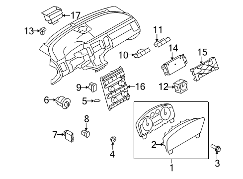 2009 Ford Flex Cluster & Switches Cluster Assembly Diagram for 8A8Z-10849-C