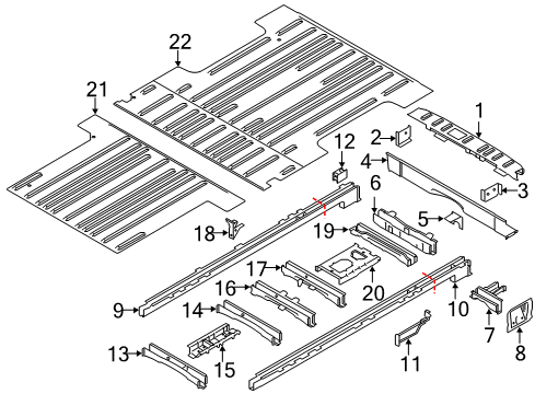 2016 Ford Transit-150 Rear Floor & Rails Rear Floor Pan Diagram for CK4Z-61112A22-A