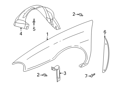 2005 Pontiac Bonneville Fender & Components Front Reinforcement Diagram for 25707586