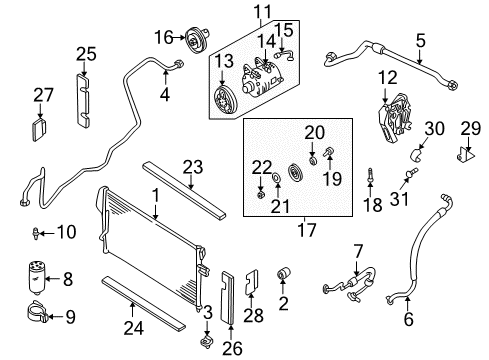 1998 Nissan Frontier Air Conditioner Seal-Rubber Diagram for 92184-3S511