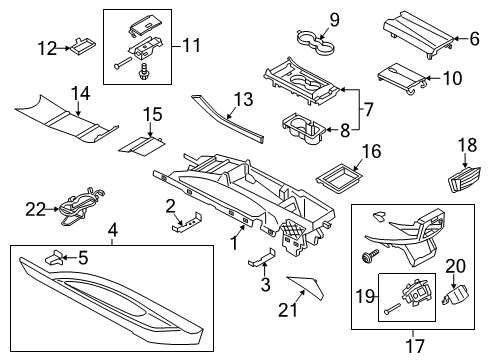 2015 Lincoln MKZ Console Top Panel Diagram for DP5Z-54045A76-AA