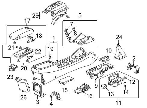 1998 Honda Accord Center Console Holder Assembly, Cup (Graphite Black) Diagram for 77230-S84-A01ZA