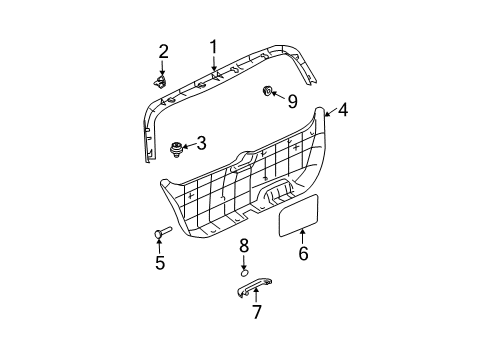 2008 Kia Sorento Interior Trim - Lift Gate Tail Gate Trim Grip Assembly Diagram for 817543E001FC