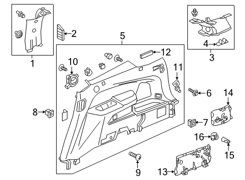 2021 Honda Pilot Interior Trim - Quarter Panels Outlet Assy., L. Third Row *NH900L* (DEEP BLACK) Diagram for 84665-TG7-A01ZA