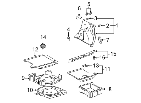 2006 Scion xB Interior Trim - Rear Body Side Trim Panel Cover Diagram for 62628-52010-B1