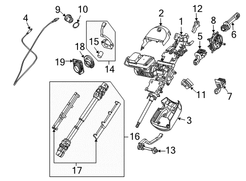 2007 BMW Z4 Shroud, Switches & Levers Manually Adjust. Steering Column Diagram for 32307841203