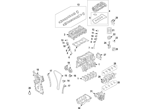 2021 Ford Bronco Sport Engine Parts, Mounts, Cylinder Head & Valves, Camshaft & Timing, Variable Valve Timing, Oil Cooler, Oil Pan, Oil Pump, Balance Shafts, Crankshaft & Bearings, Pistons, Rings & Bearings Oil Pan Diagram for L1PZ-6675-A