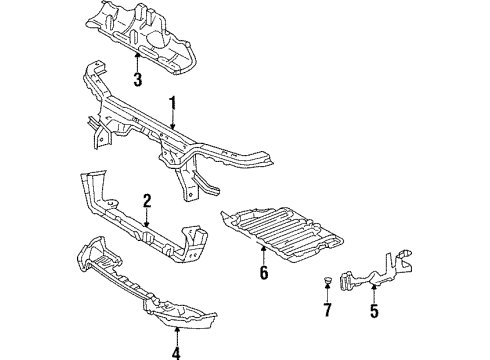 1993 Toyota Supra Radiator Support, Splash Shields Lower Tie Bar Diagram for 57104-24021