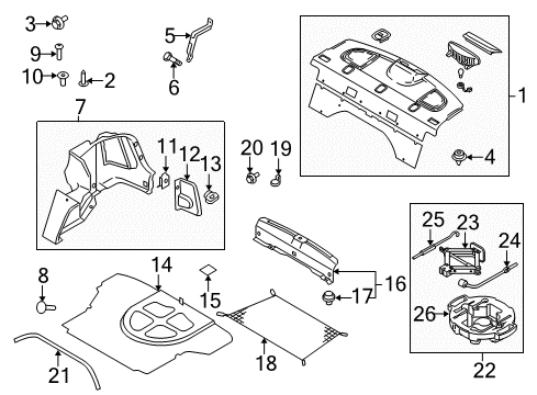 2009 Kia Spectra Rear Body Interior Trim, Jack & Components Clip-Trim Diagram for 833362F000VA