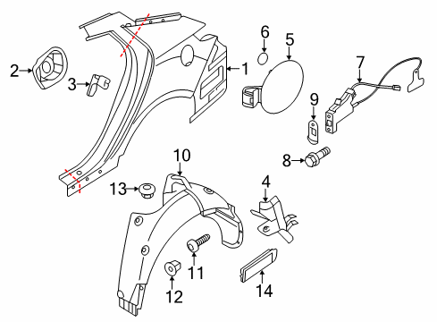 2014 Kia Optima Fuel Door RETAINER Assembly-Rear Door Diagram for 715612T000