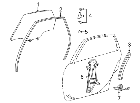 2001 Toyota Avalon Rear Door Door Glass Diagram for 68103-AC040-83