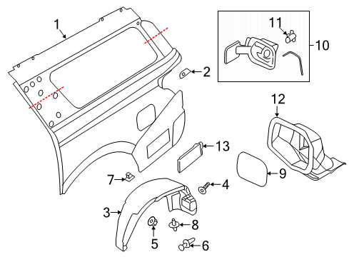 2020 Ford Expedition Quarter Panel & Components Splash Shield Diagram for JL1Z-7828370-A