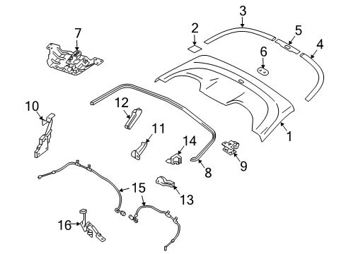 2010 Nissan 370Z Storage Compartment Seal-Rubber Front, LH Diagram for 97063-1ET0A