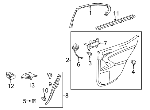 2008 Lexus IS F Interior Trim - Rear Door Panel Assy, Rear Door Armrest Base, RH Diagram for 74270-53030-A0