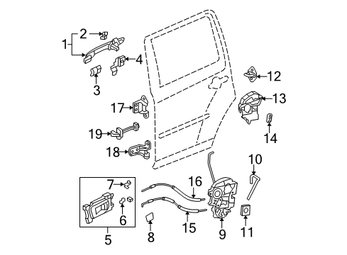 2014 Honda Pilot Rear Door Latch Assembly, Left Rear Diagram for 72650-SZA-A02