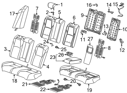 2020 Honda Accord Rear Seat Components Clip, Armrest Diagram for 82189-SNE-A01