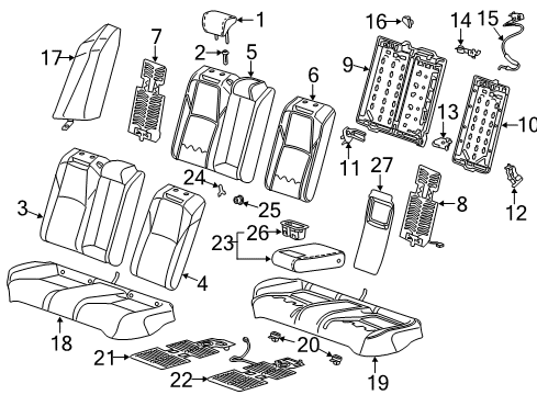 2020 Honda Accord Rear Seat Components Pad, Rear Seat Cushion Diagram for 82137-TVC-A51