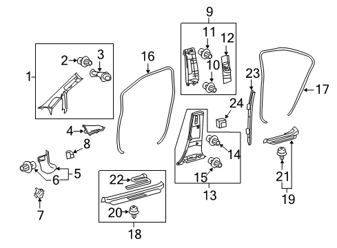 2011 Lexus HS250h Interior Trim - Pillars, Rocker & Floor Clip (For Center Pillar Garnish Panel, Upper) Diagram for 62707-48010
