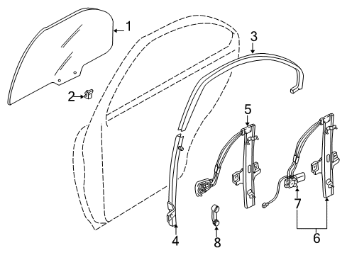 2001 Kia Spectra Rear Door - Glass & Hardware Chan-Glass Run, LH Diagram for 0K2A173605C