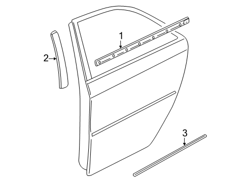 2007 Cadillac CTS Exterior Trim - Rear Door Body Side Molding Diagram for 88980785