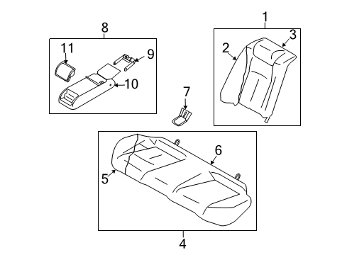 2010 Infiniti G37 Rear Seat Components Back Assembly Rear Seat Center Diagram for 88610-1NF0C