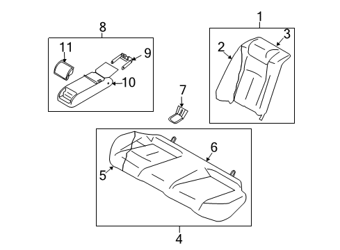 2015 Infiniti Q40 Rear Seat Components Back Assy-Rear Seat, Center Diagram for 88610-1NF8B