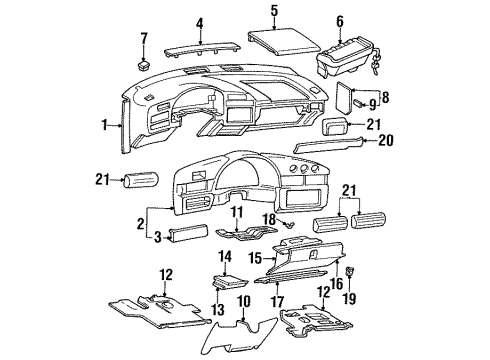 1998 Chevrolet Monte Carlo Instrument Panel Filler Asm-Instrument Panel Steering Column Opening *Pewter Diagram for 10289340