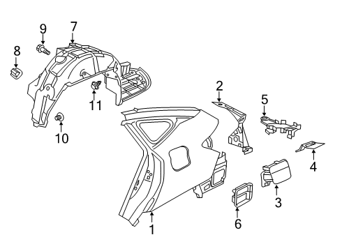 2019 Honda Clarity Fuel Door Gutter Comp L, RR. Diagram for 63720-TRT-A01ZZ