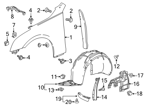 2017 Cadillac ATS Fender & Components Lower Deflector Diagram for 22988545