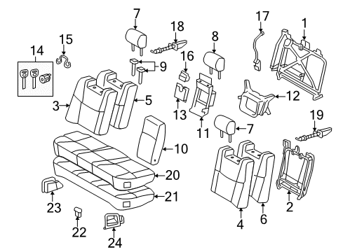Diagram for 2007 Toyota Avalon Rear Seat Components 