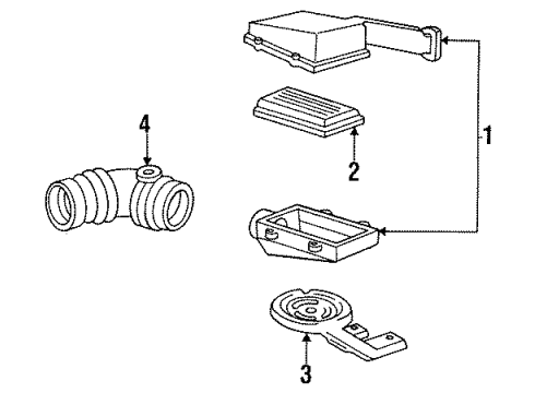 1991 Chevrolet Beretta Filters Duct Asm-Rear Air Intake Diagram for 25098590
