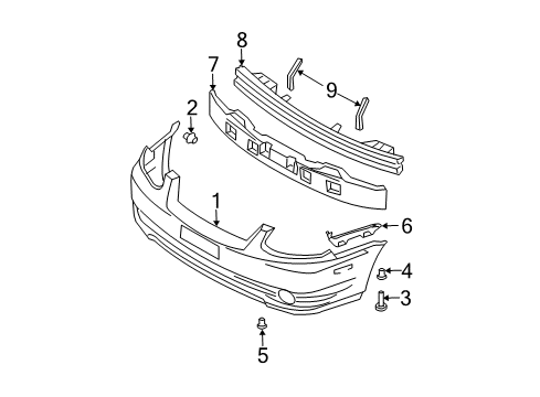 2005 Hyundai Accent Front Bumper Front Bumper Cover Diagram for 86511-25650